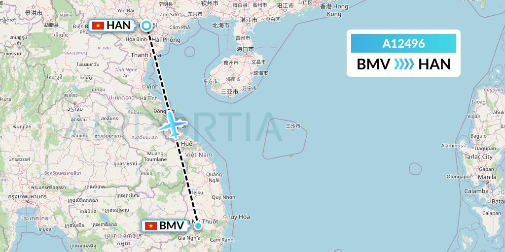 A12496 A.p.g. Distribution Systems Flight Map: Buon Ma Thuot to Hanoi
