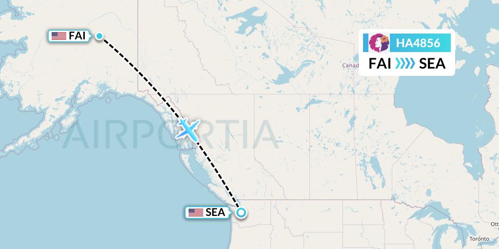 HA4856 Hawaiian Airlines Flight Map: Fairbanks to Seattle