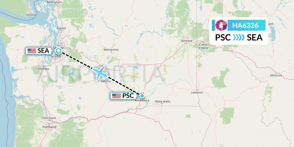 HA6326 Hawaiian Airlines Flight Map: Pasco to Seattle