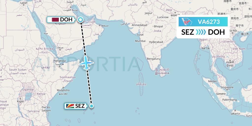 VA6273 Virgin Australia Flight Map: Victoria to Doha