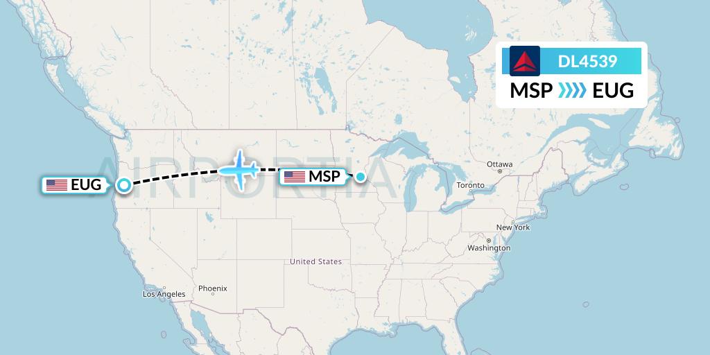 DL4539 Flight Status Delta Air Lines Minneapolis to Eugene (DAL4539)