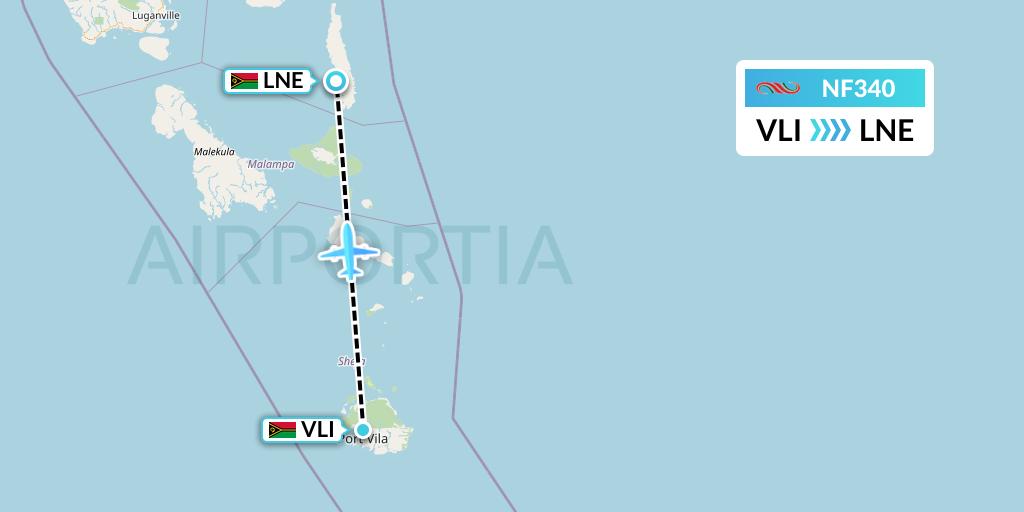 NF340 Air Vanuatu Flight Map: Port Vila to Lonorore