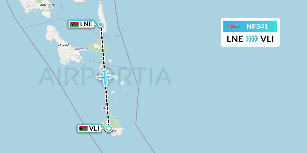 NF341 Air Vanuatu Flight Map: Lonorore to Port Vila