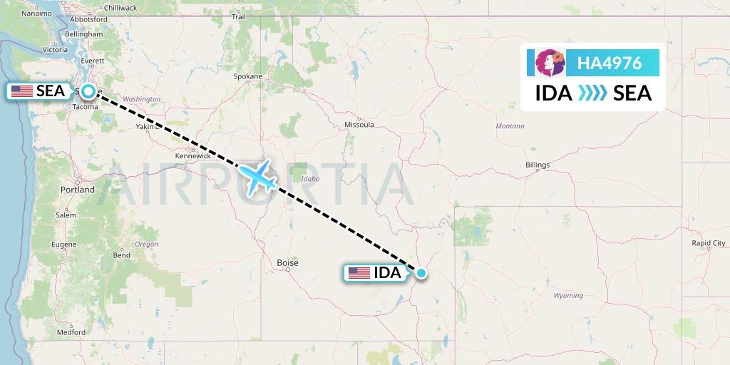 HA4976 Hawaiian Airlines Flight Map: Idaho Falls to Seattle