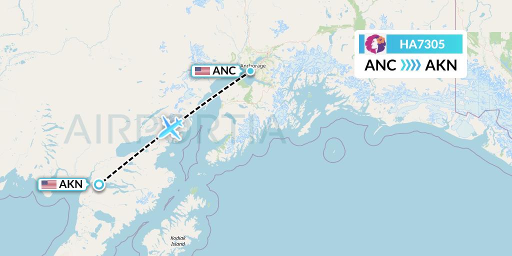 HA7305 Hawaiian Airlines Flight Map: Anchorage to King Salmon