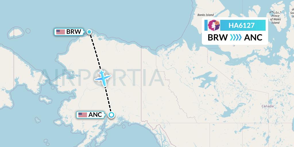 HA6127 Hawaiian Airlines Flight Map: Barrow to Anchorage