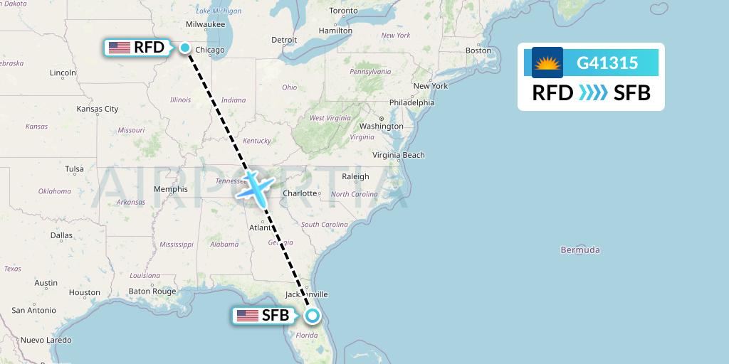 G41315 Allegiant Air Flight Map: Chicago to Orlando
