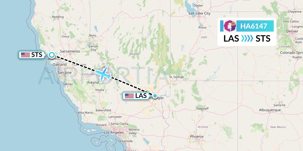 HA6147 Hawaiian Airlines Flight Map: Las Vegas to Santa Rosa