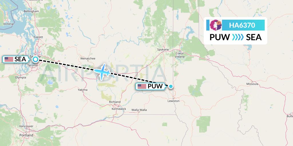 HA6370 Hawaiian Airlines Flight Map: Pullman to Seattle
