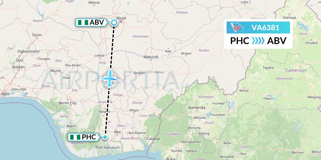 VA6381 Virgin Australia Flight Map: Port Harcourt to Abuja
