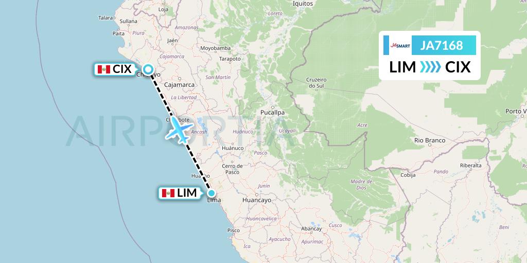 JA7168 JetSMART Flight Map: Lima to Chiclayo