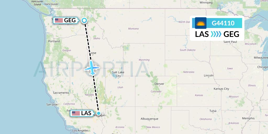 G44110 Allegiant Air Flight Map: Las Vegas to Spokane