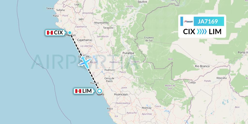 JA7169 JetSMART Flight Map: Chiclayo to Lima