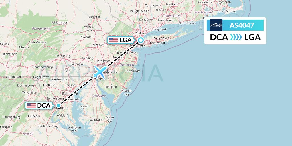 AS4047 Alaska Airlines Flight Map: Washington to New York