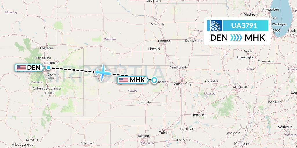 UA3791 United Airlines Flight Map: Denver to Manhattan