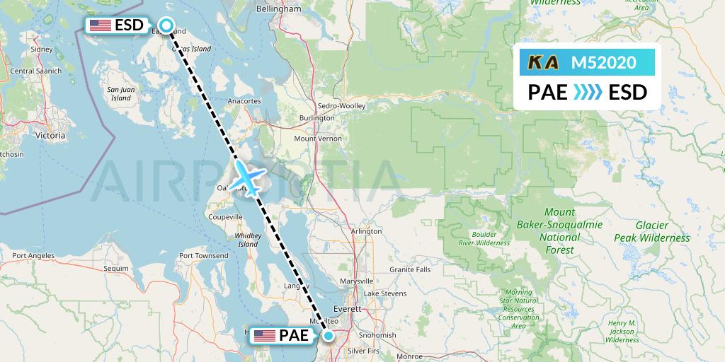 M52020 Kenmore Air Flight Map: Everett to Eastsound