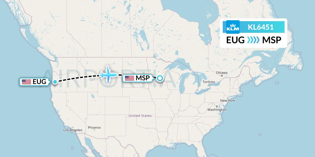 KL6451 Flight Status KLM Eugene to Minneapolis (KLM6451)