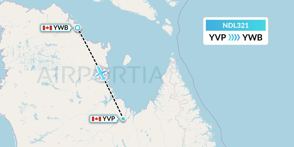NDL321 Chrono Aviation Flight Map: Kuujjuaq to Kangiqsujuaq