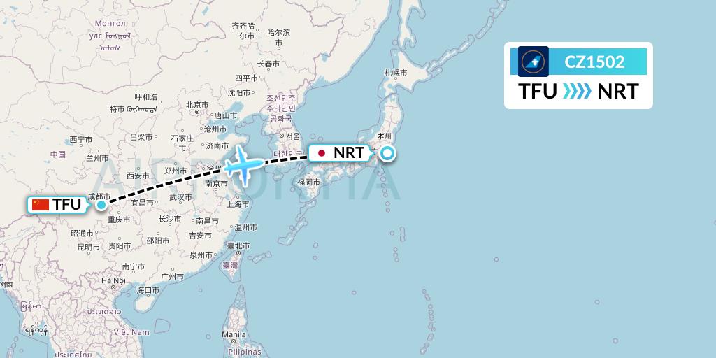 CZ1502 China Southern Airlines Flight Map: Chengdu to Tokyo