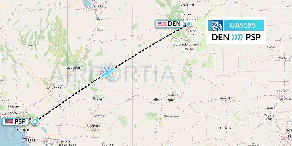 UA5195 United Airlines Flight Map: Denver to Palm Springs