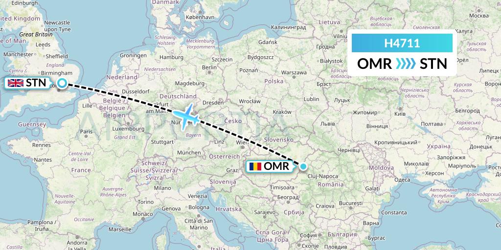 H4711 Hisky Europe Srl Flight Map: Oradea to London