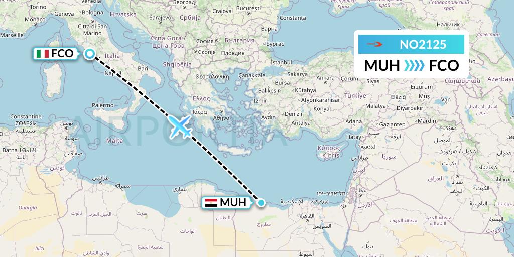 NO2125 Neos Flight Map: Mersa Matruh to Rome