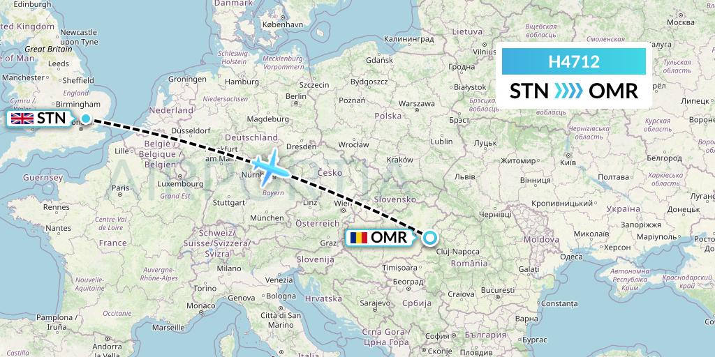 H4712 Hisky Europe Srl Flight Map: London to Oradea