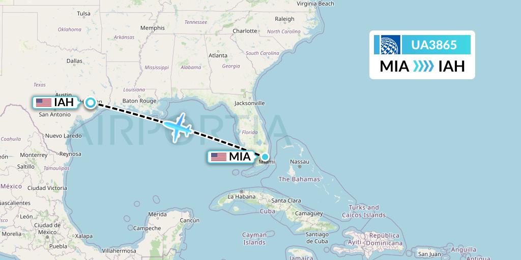 UA3865 United Airlines Flight Map: Miami to Houston