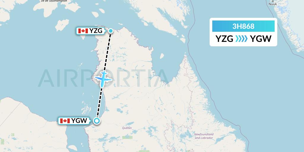3H868 Air Inuit Flight Map: Salluit to Kuujjuarapik