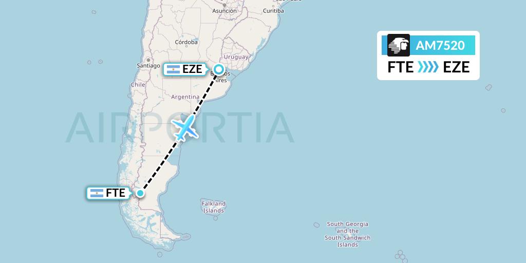 AM7520 Aeromexico Flight Map: El Calafate to Buenos Aires