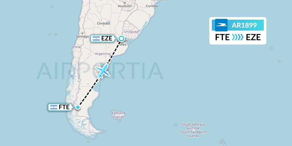 AR1899 Aerolineas Argentinas Flight Map: El Calafate to Buenos Aires