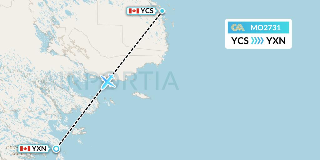 MO2731 Calm Air Flight Map: Chesterfield Inlet to Whale Cove