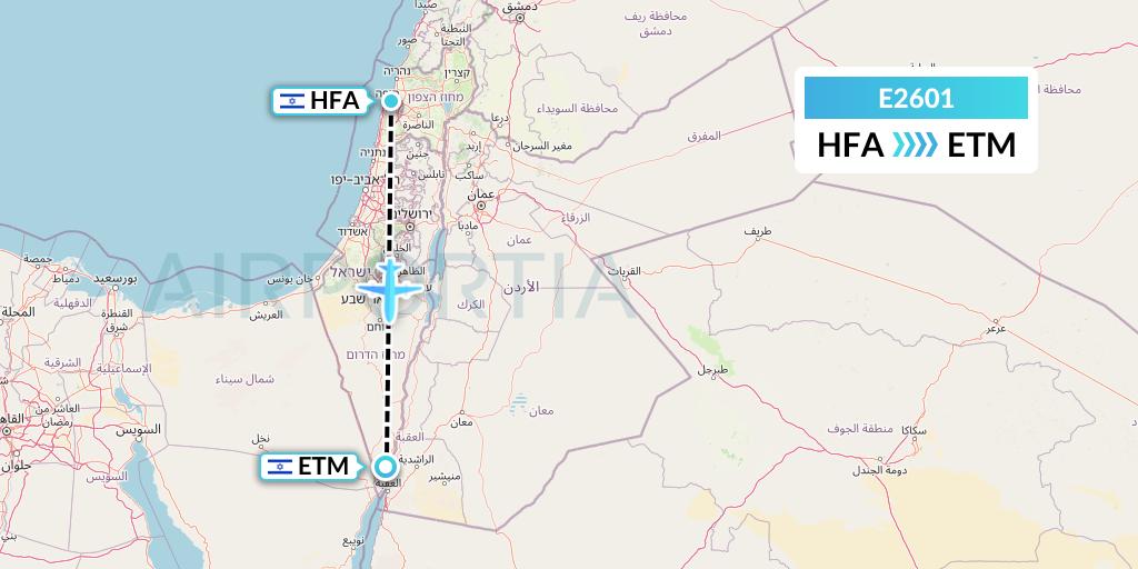 E2601 Eurowings Europe Flight Map: Haifa to Eilat