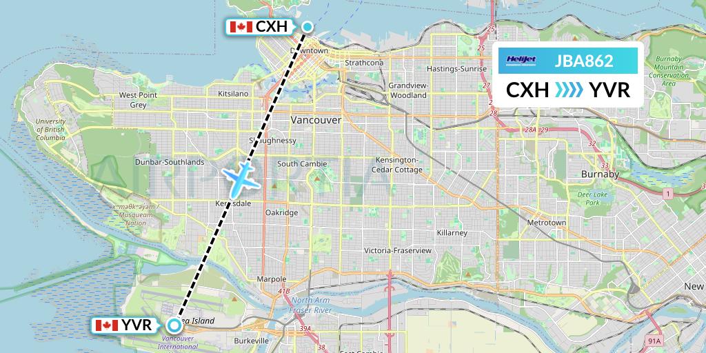 JBA862 Helijet International Flight Map: Vancouver to Vancouver
