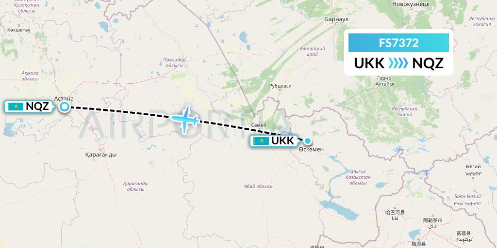 FS7372 Flyr Flight Map: Oskemen to Astana