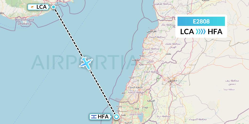 E2808 Eurowings Europe Flight Map: Larnaca to Haifa