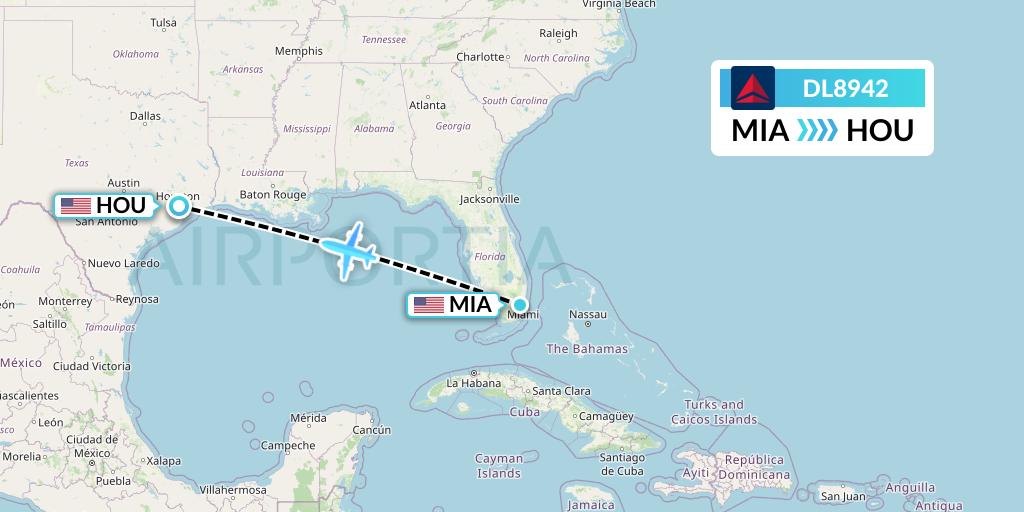 DL8942 Flight Status Delta Air Lines Miami to Houston (DAL8942)