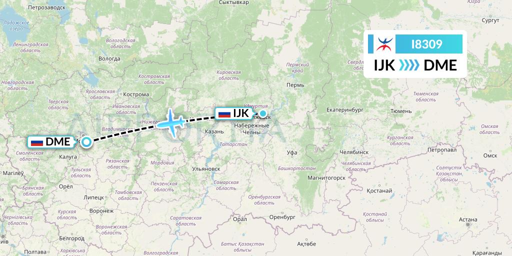 I8309 Izhavia Flight Map: Izhevsk to Moscow