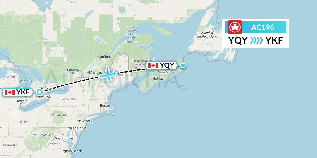 AC196 Flight Status Air Canada Sydney to Waterloo (ACA196)