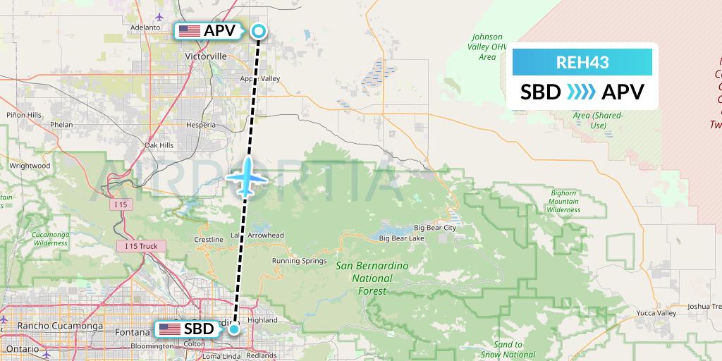 REH43 Reach Air Medical Services Flight Map: San Bernardino to Apple Valley