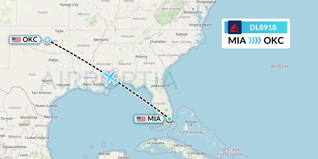 DL8918 Flight Status Delta Air Lines Miami to Oklahoma City (DAL8918)