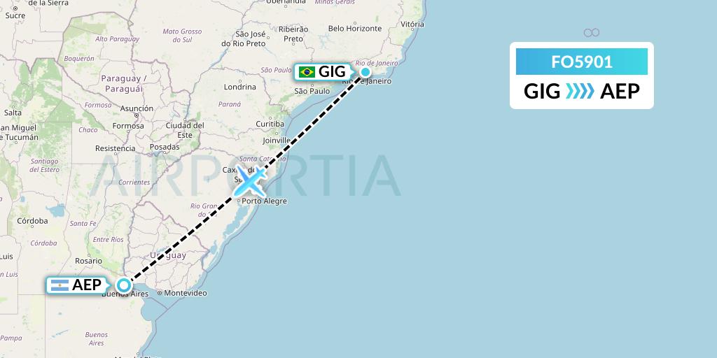 FO5901 Aero Flightops Uk Limited Flight Map: Rio de Janeiro to Buenos Aires