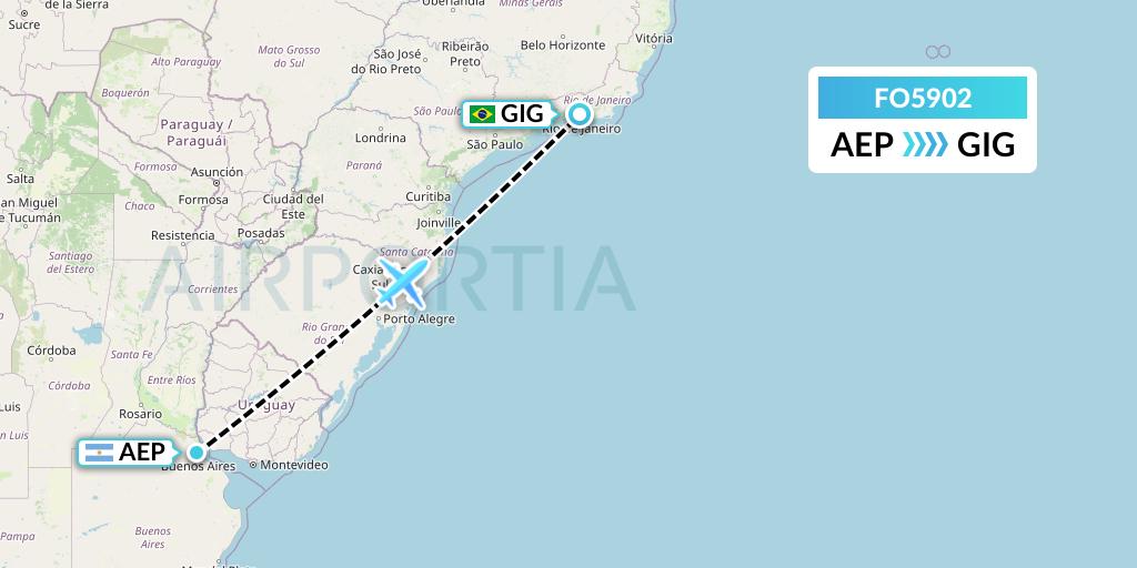 FO5902 Aero Flightops Uk Limited Flight Map: Buenos Aires to Rio de Janeiro
