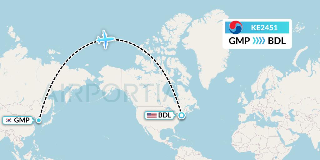 KE2451 Flight Status Korean Air Seoul to Windsor Locks (KAL2451)