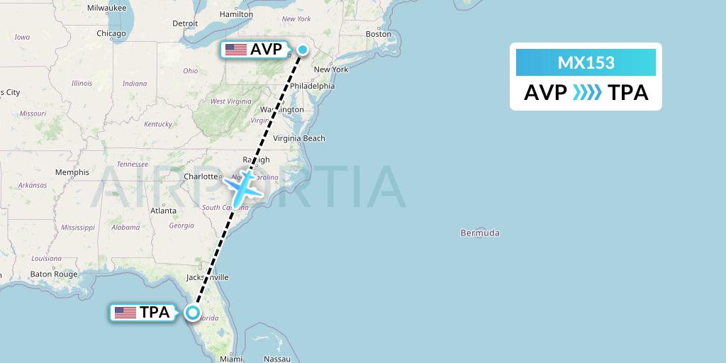 MX153 Flight Status Breeze Airways Avoca to Tampa (MXY153)