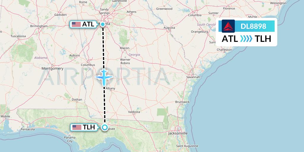 DL8898 Delta Air Lines Flight Map: Atlanta to Tallahassee