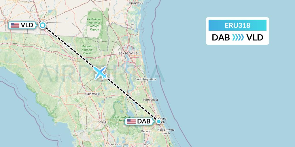 ERU318 Embry-riddle Aeronautical University Flight Map: Daytona Beach to Valdosta