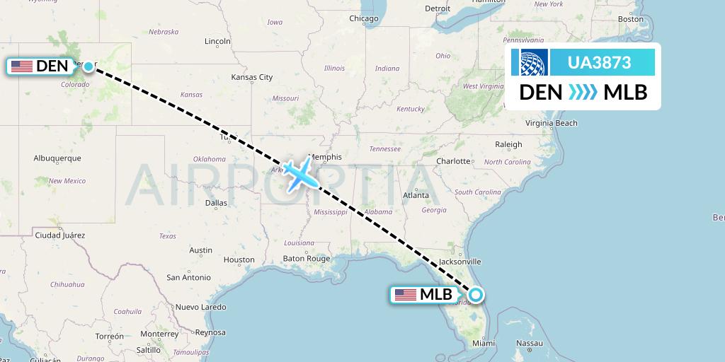 UA3873 United Airlines Flight Map: Denver to Melbourne