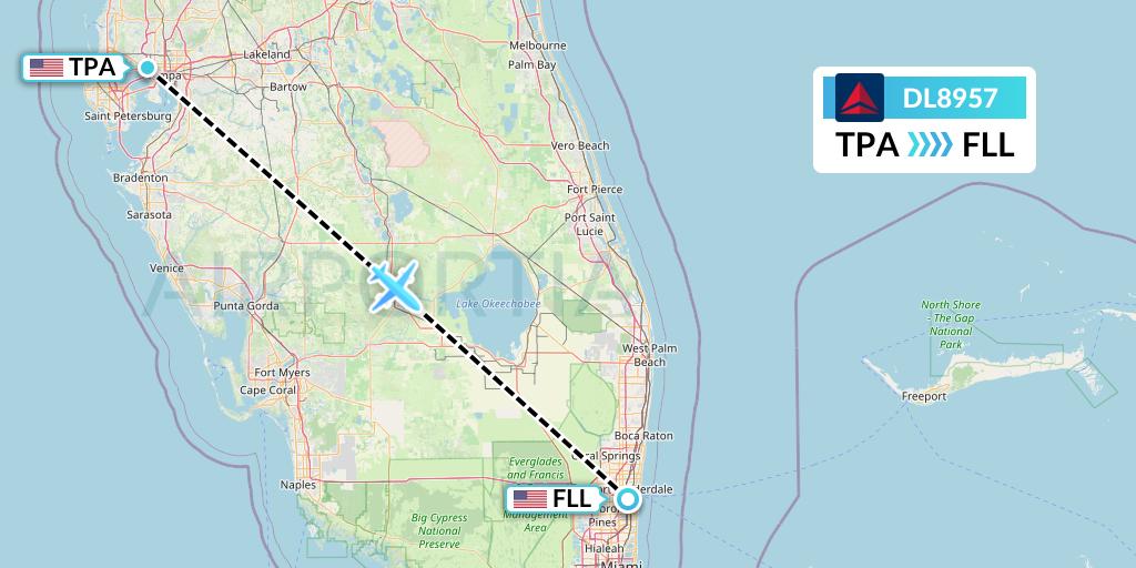 DL8957 Flight Status Delta Air Lines Tampa to Fort Lauderdale (DAL8957)