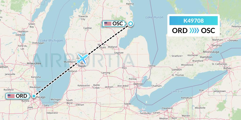 K49708 Kalitta Air Flight Map: Chicago to Oscoda
